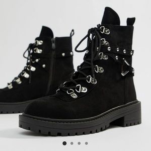 RAID Perrie Black Chunky Hiker Boots